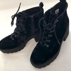 Rocket Dog blk Clyden crush fabric 8.5 lace-up zip